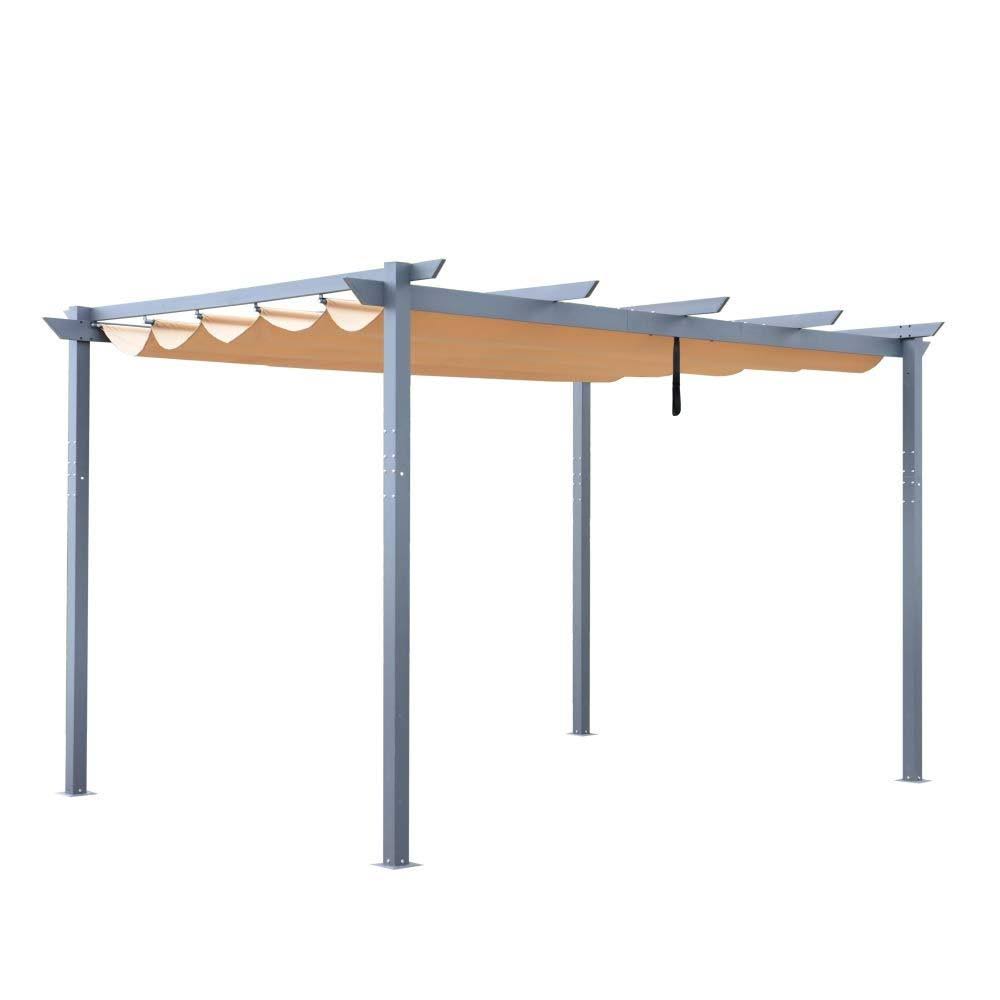 Sand Aluminum Retractable Canopy Pergola V6388