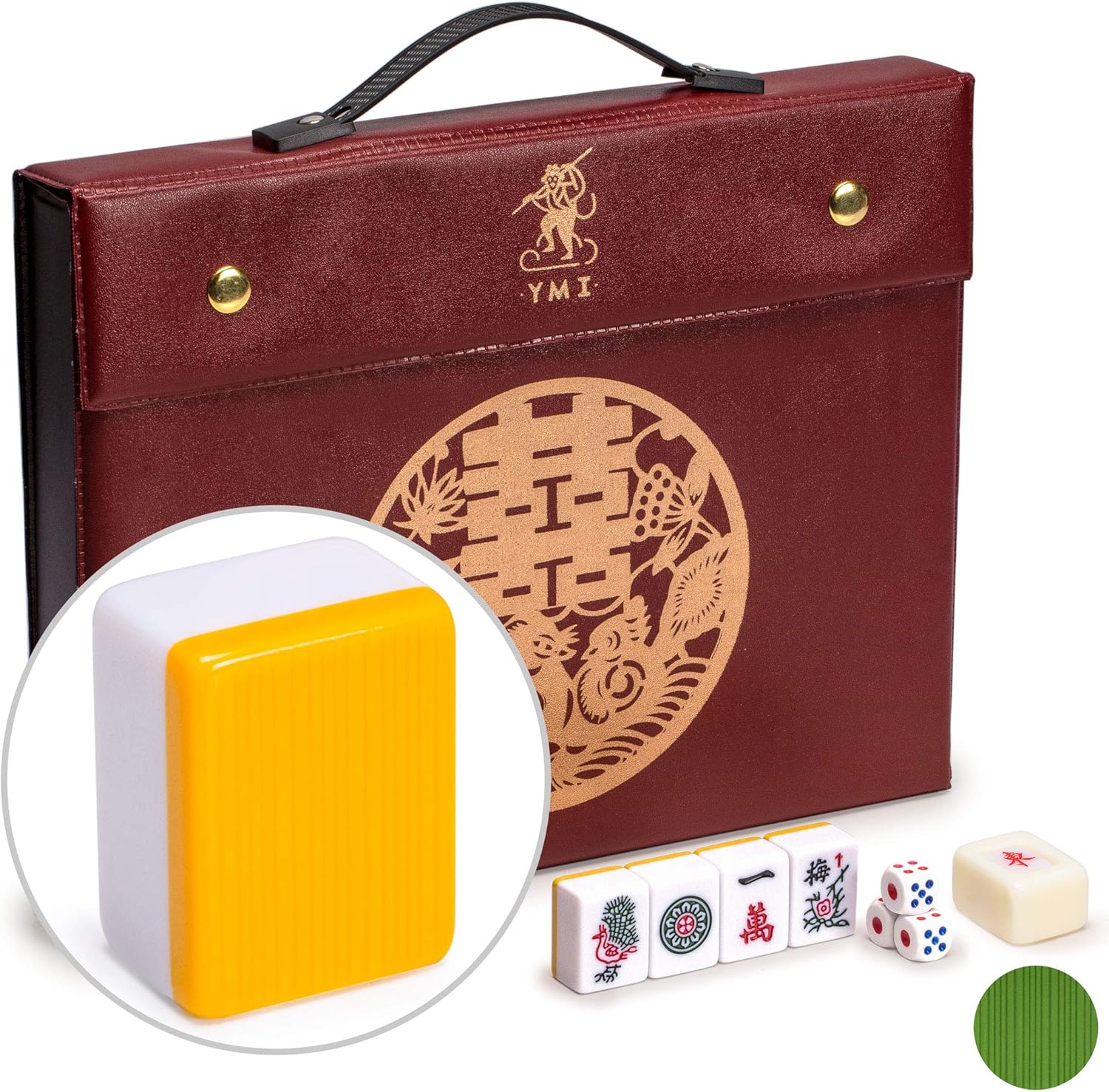 Chinese Mahjong Game Set with 146 Medium Size Tiles, 3 Dice and a Wind Indicator Q37809