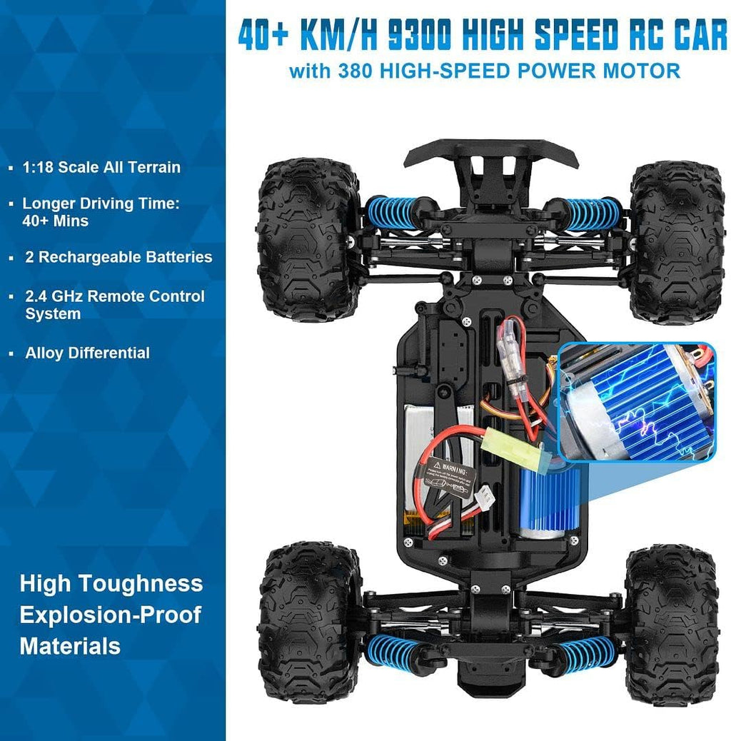 1:18 Scale 4WD RC Monster Truck with Two Rechargeable Batteries F398