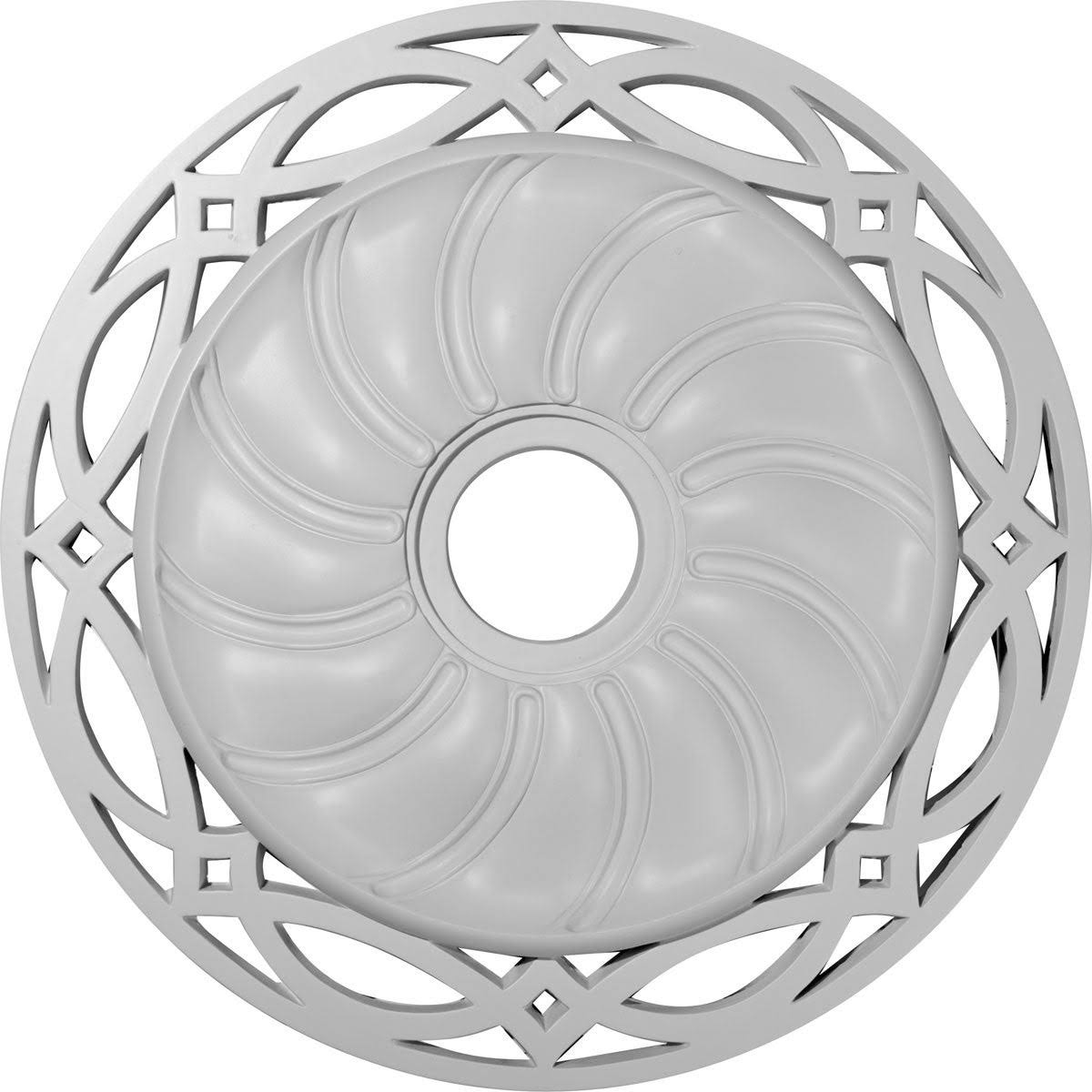 26 5/8x22OD x 4 1/2x22ID x 1 3/8x22P Hand-Painted Silver Ceiling Medallion R195879