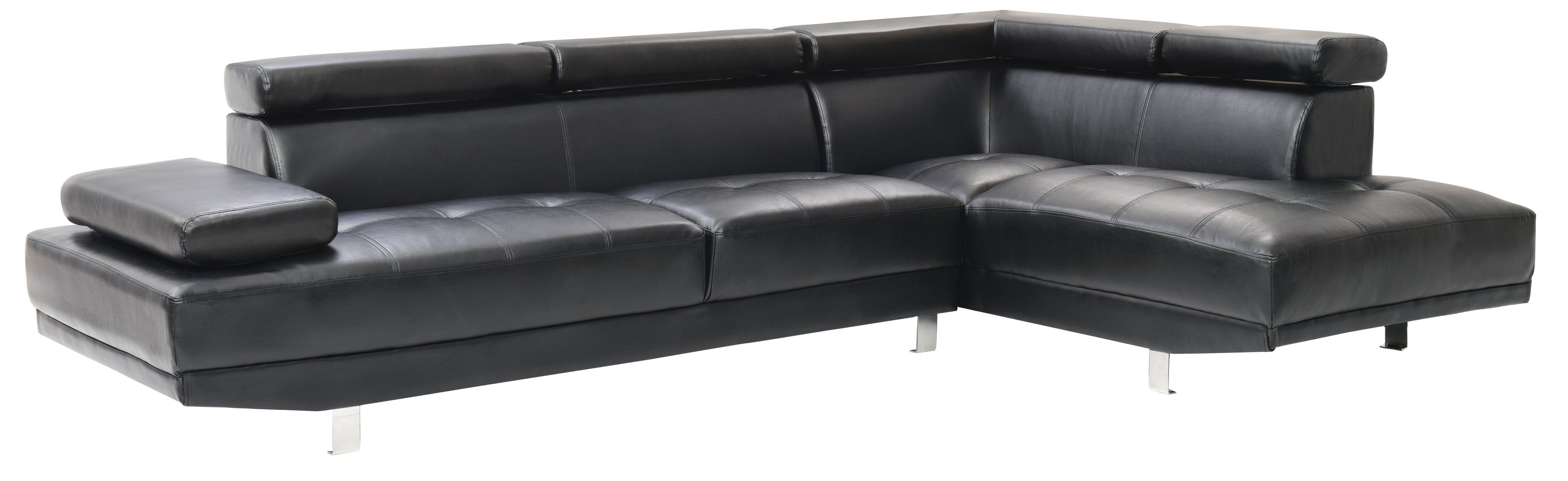 Black Sectional with Adjustable Armrest and Headrest O962278