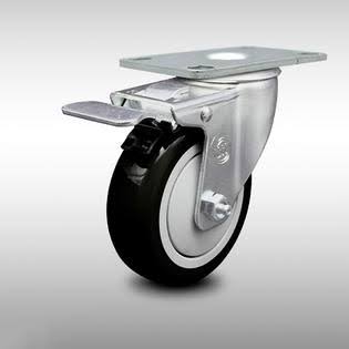 4x22 Blk Poly Wheel Stainless Swivel Caster with Total Lock Brake C3579