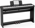 White 88 Key Full Size Weighted Digital Piano with Furniture Stand and Triple Pedal S7425