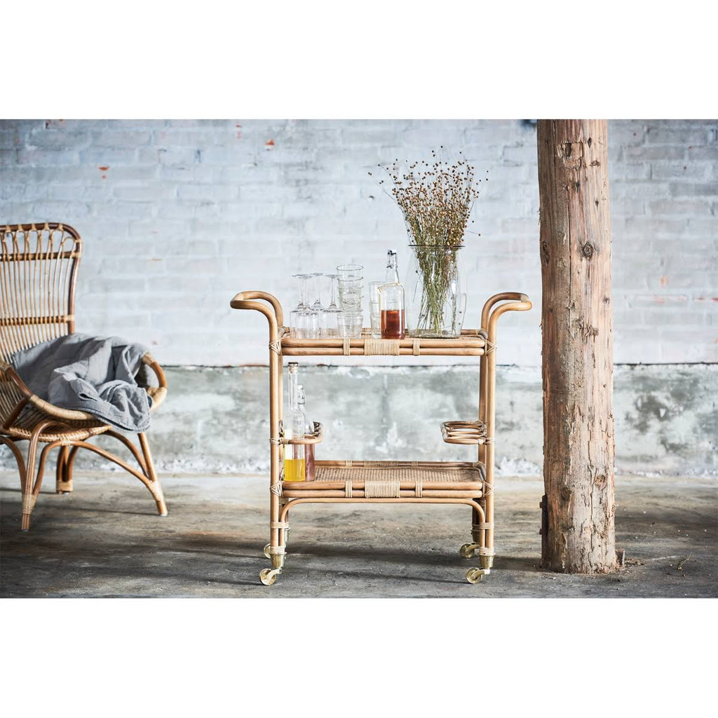 Black Rattan Bar Cart M4194