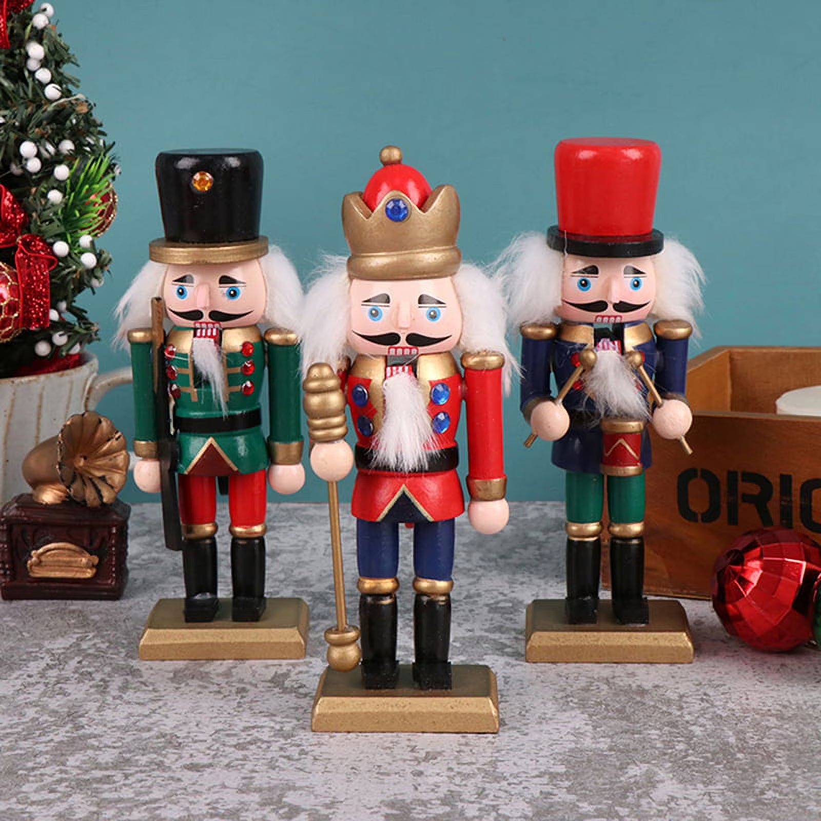 1Pc 15CM Nutcracker Puppet Soldier Christmas Pendant Desktop Ornament Q51931