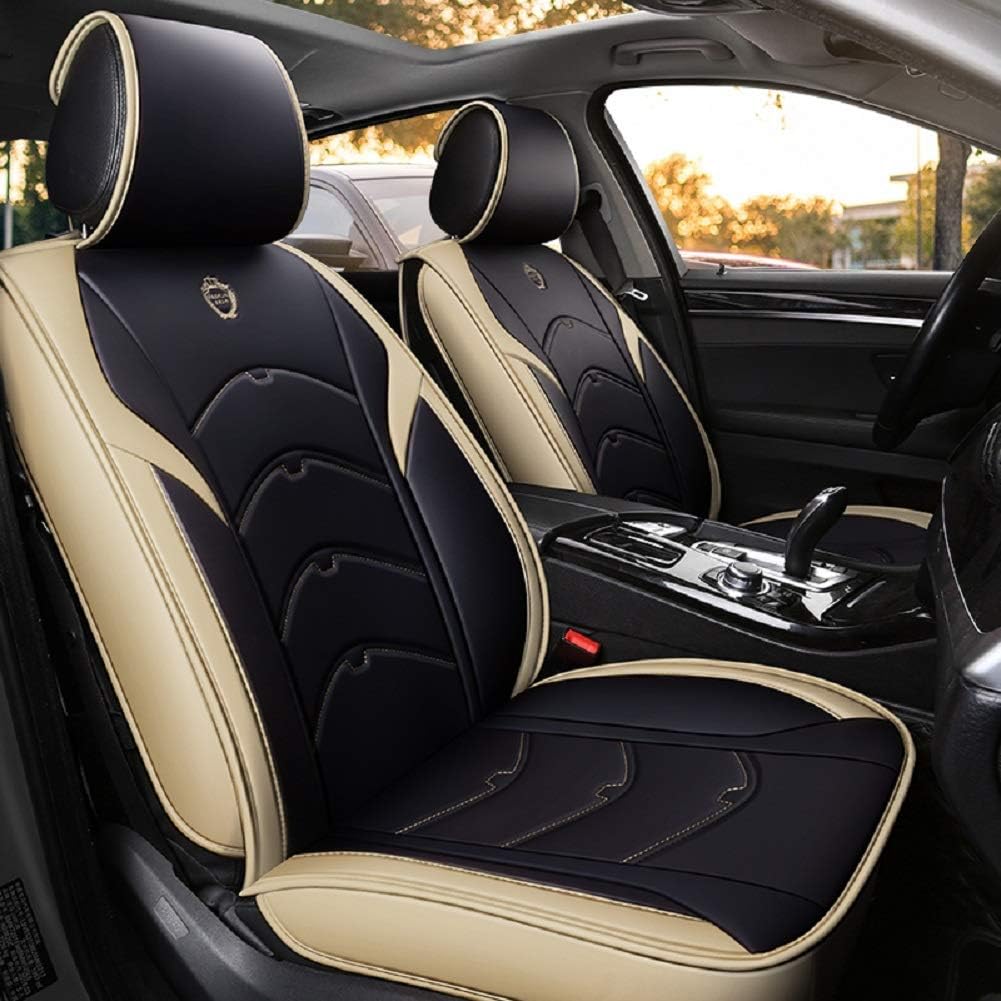Black-Pink Leather 5 Seat Full Set Seat Cover Cushion Y2522