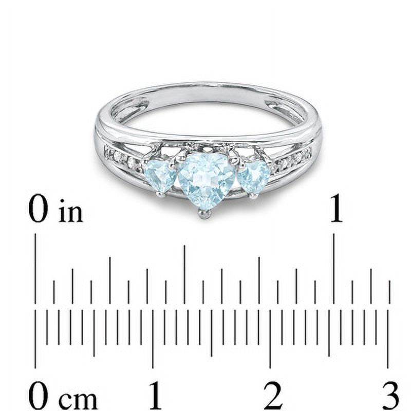 Blue Aquamarine Diamond Sterling Silver Ring H459976