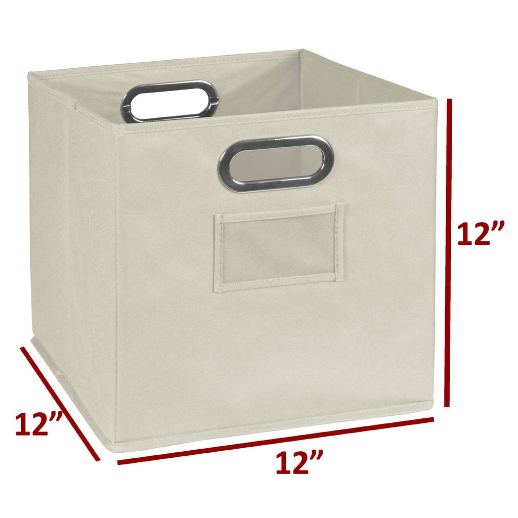 12 Cube Storage Set with 6 Canvas Bins White Wood Grain Natural J8558
