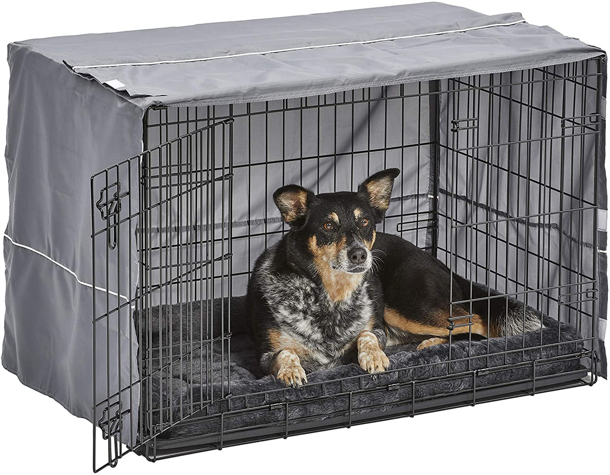 Double Door Dog Crate Kit with Gray Bed & Gray Crate Cover, 36-Inch R34528