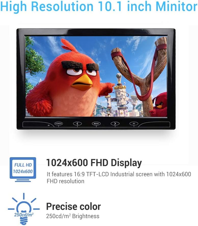 10.1" HD 1024x600 Portable LCD Monitor with HDMI AV VGA Port, Pack of 2 Y816