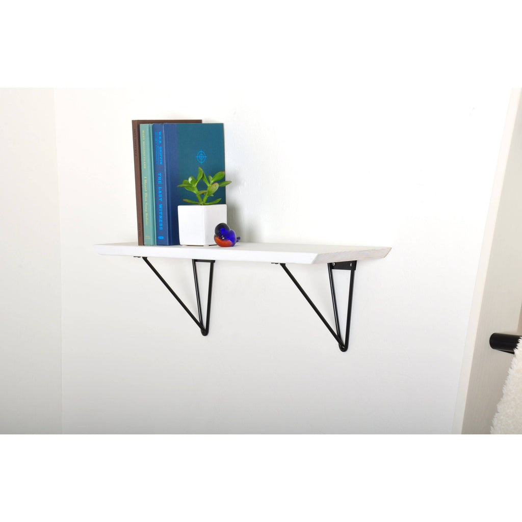 White Washed Wood Bracket Shelf S4686