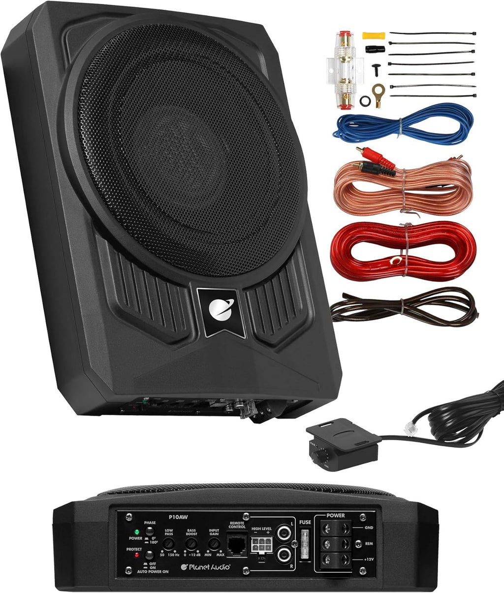 10 Inch Amplified Car Subwoofer with 8 Gauge Installation Kit S8171