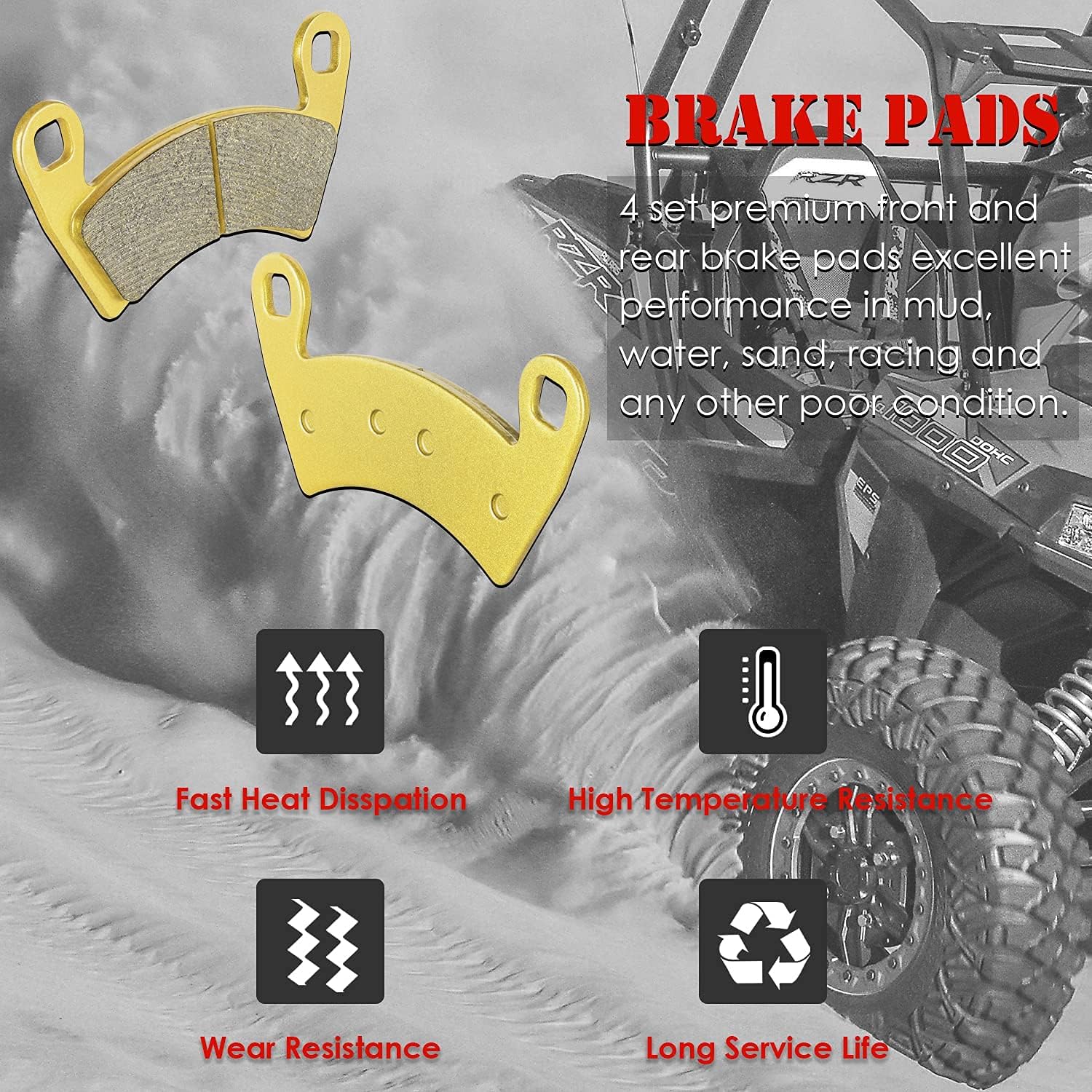 Brake Pads Front and Rear (4 Set) Pack of 2 G34810