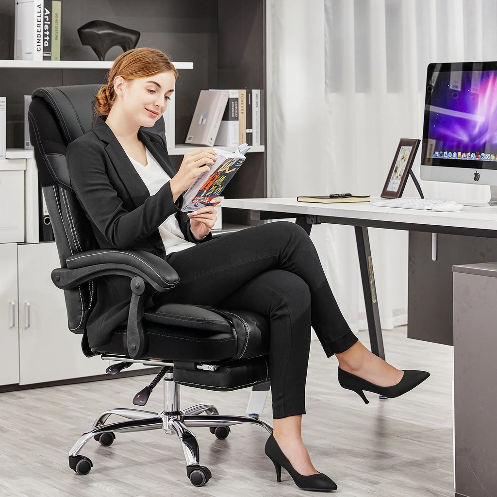 Ergonomic High Back Reclining Office Chair with Footrest U92294