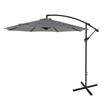 Gray/White Stripe 10 ft Offset Cantilever Umbrella D16346