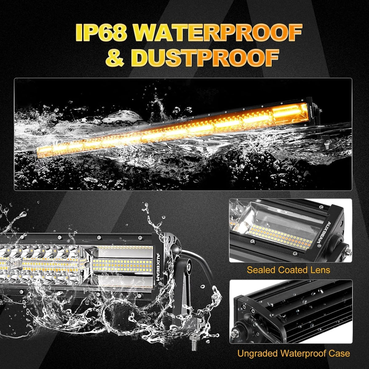 Curved Amber White Strobe LED Light Bar 50 Inch 288W P6915