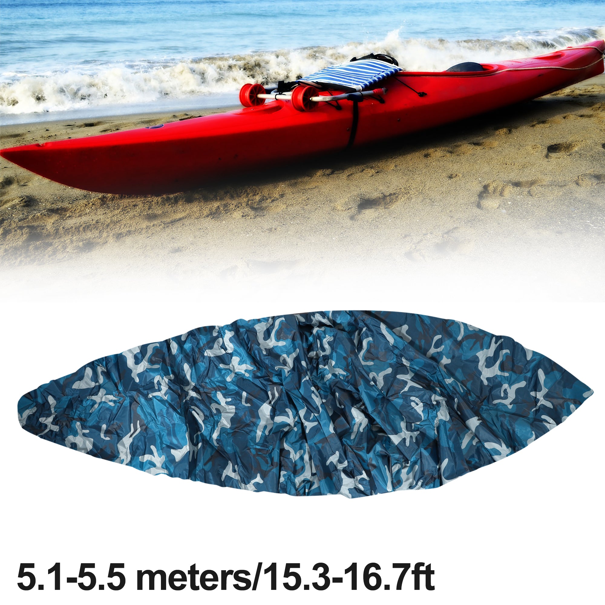 Blue Camouflage 15.3ft-16.7ft Kayak Cover W354931