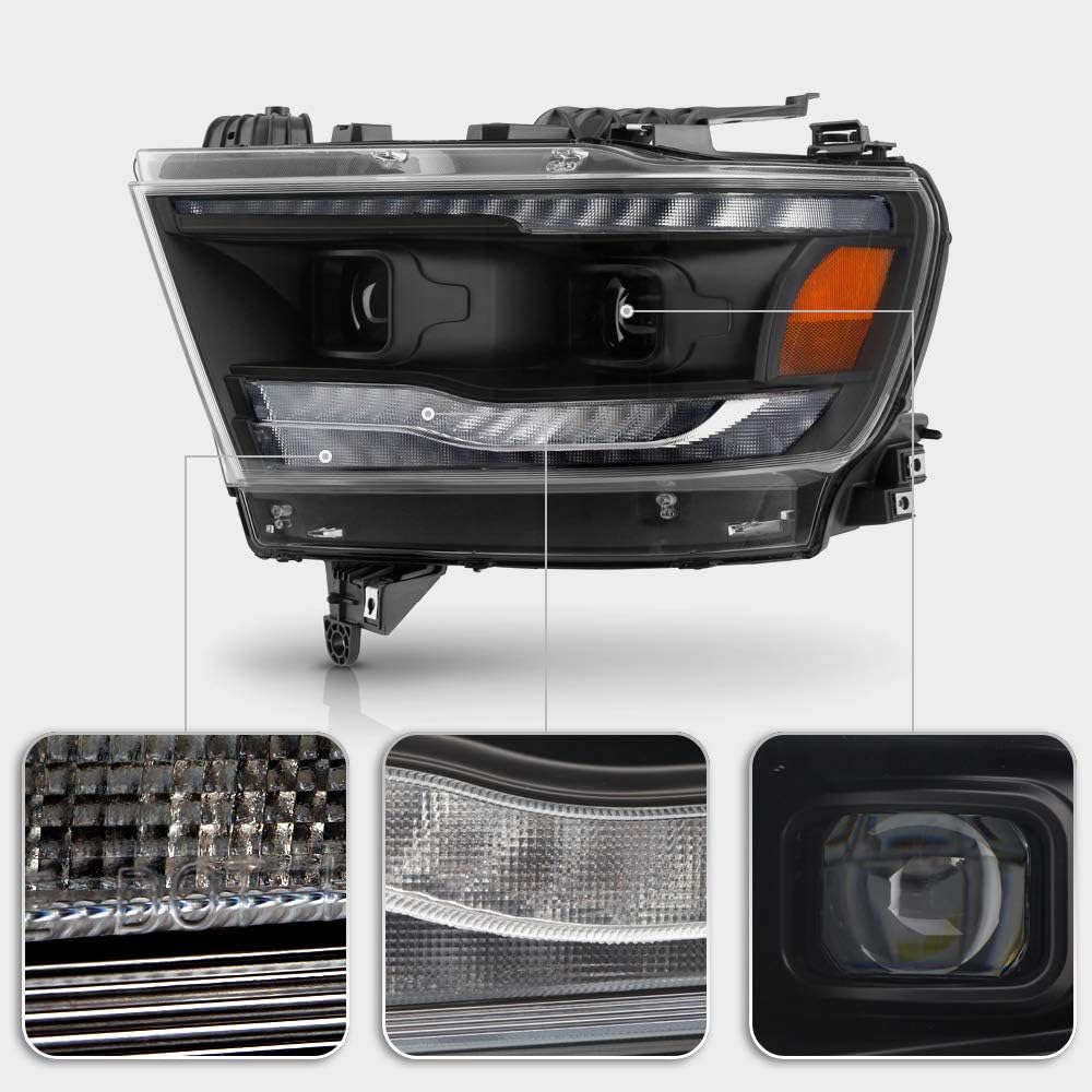 Black LED DRL Sequential Signal Dual Projector Headlights E8363