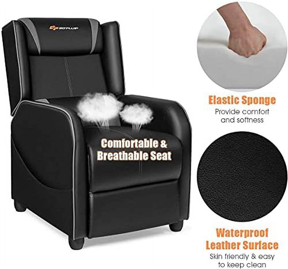 Gray Ergonomic PU Leather Massage Recliner Chair with Footrest & Headrest F14036