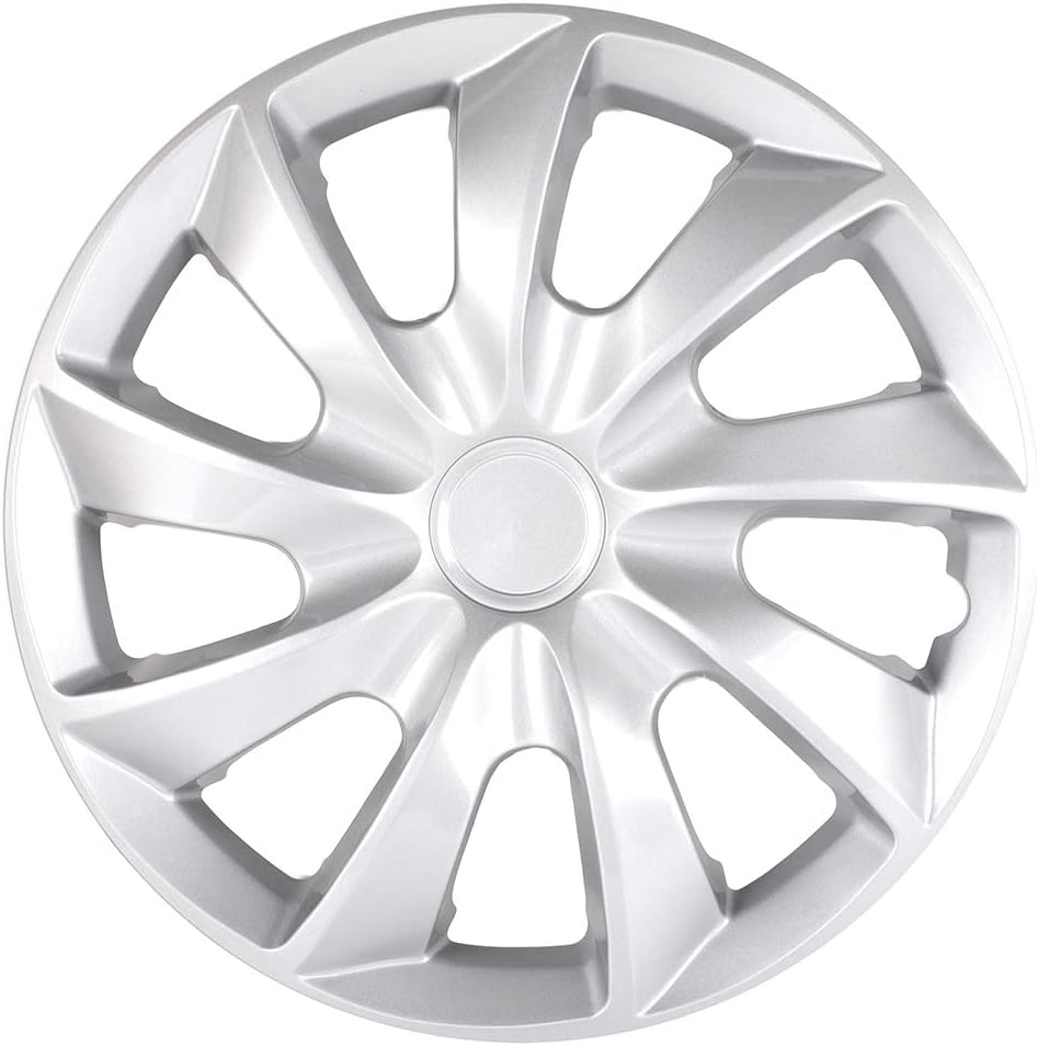 4PC Set 15 inch Silver Hubcap Wheel Cover Snap On Hubcap Pack of 2 K8950