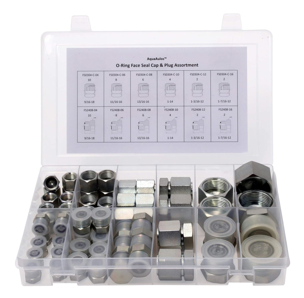 64 Pcs Galvanized Steel ORFS Cap & Plug Assortment Kit R529