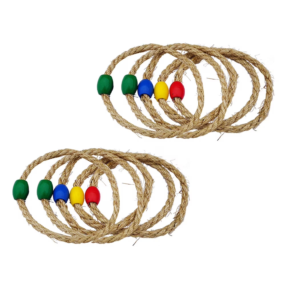 10 PCS Natural Rope Ring Toss Kids Toys H4055