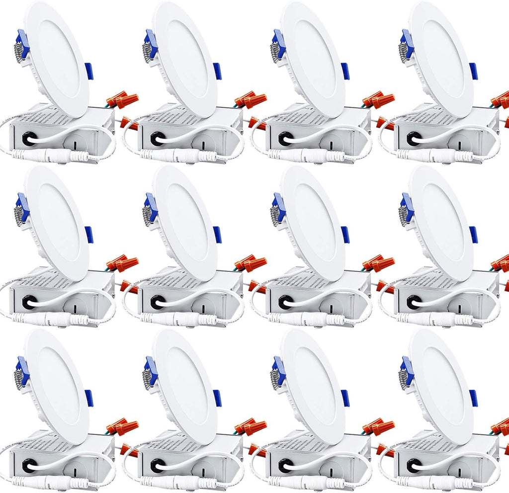 12-Pack 6 Inch LED Recessed Lighting with Junction Box, 4000K Cool White, Dimmable J171560