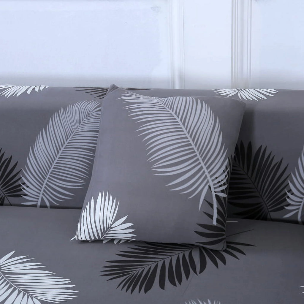 2 Piece L Shaped Sectional Couch Covers with 2pcs Pillowcases, Black, 3 Seater+4 Seater X481811