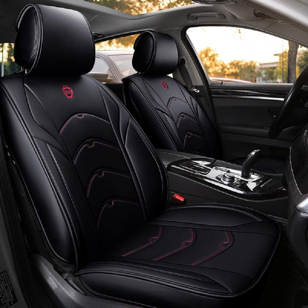 Black-Pink Leather 5 Seat Full Set Seat Cover Cushion Y2522