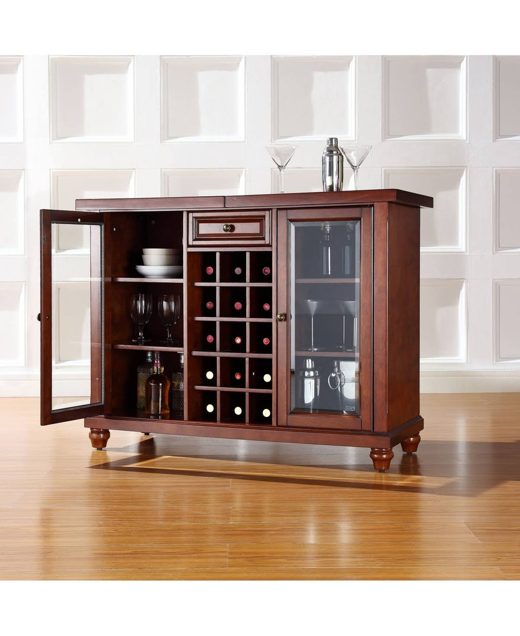 Vintage Mahogany Sliding Top Bar Cabinet V9099