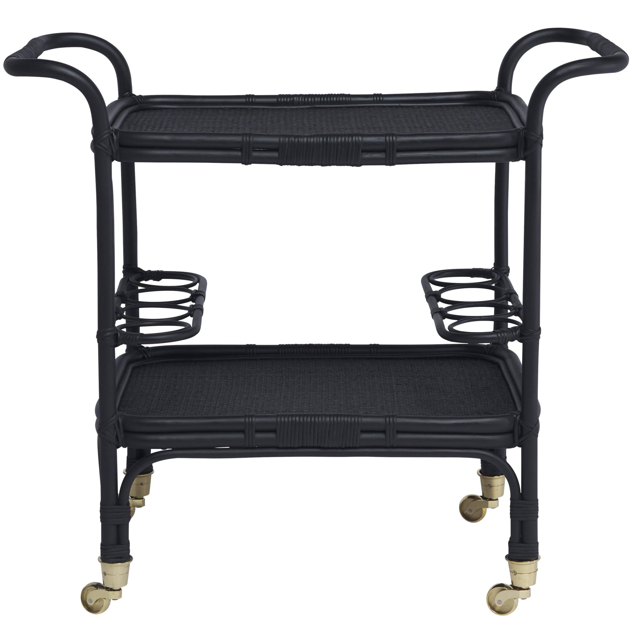 Black Rattan Bar Cart M4194
