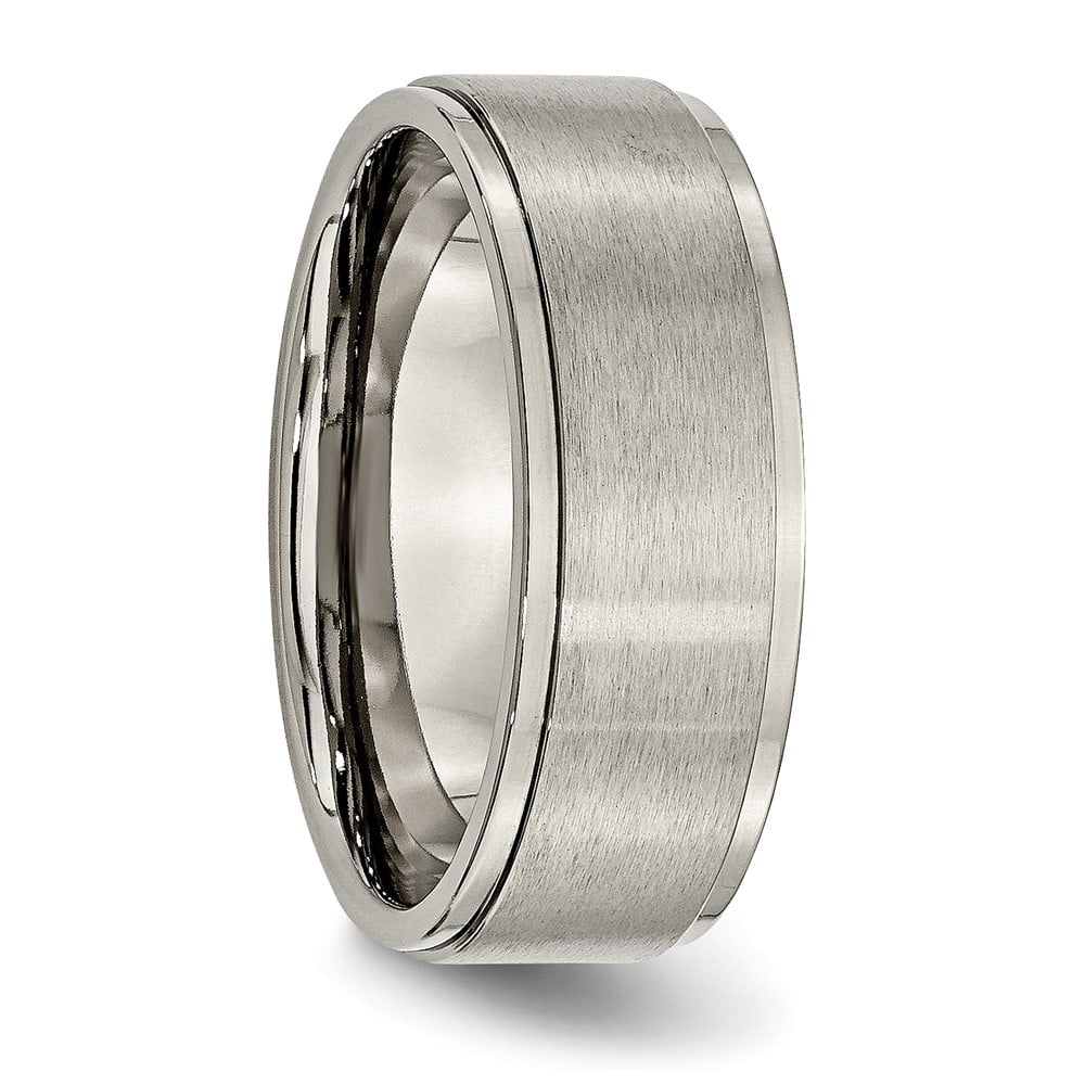 8mm Titanium Brushed Flat Ridged Edge Comfort Fit Band K66132