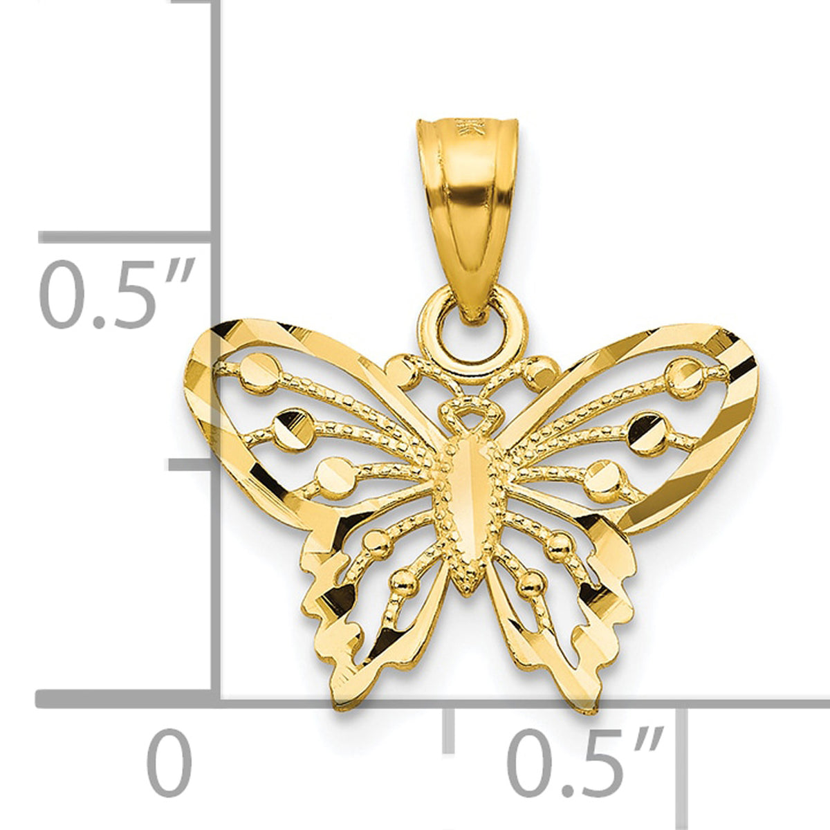 10K Yellow Gold Diamond-Cut Butterfly Pendant Charm R474659