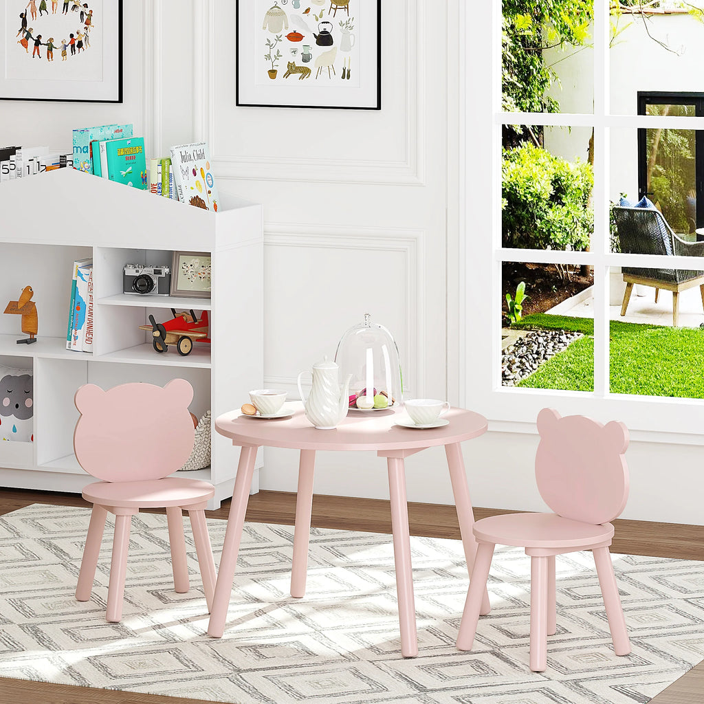 3 Pieces Kids Wood Table and Chair Set T80258