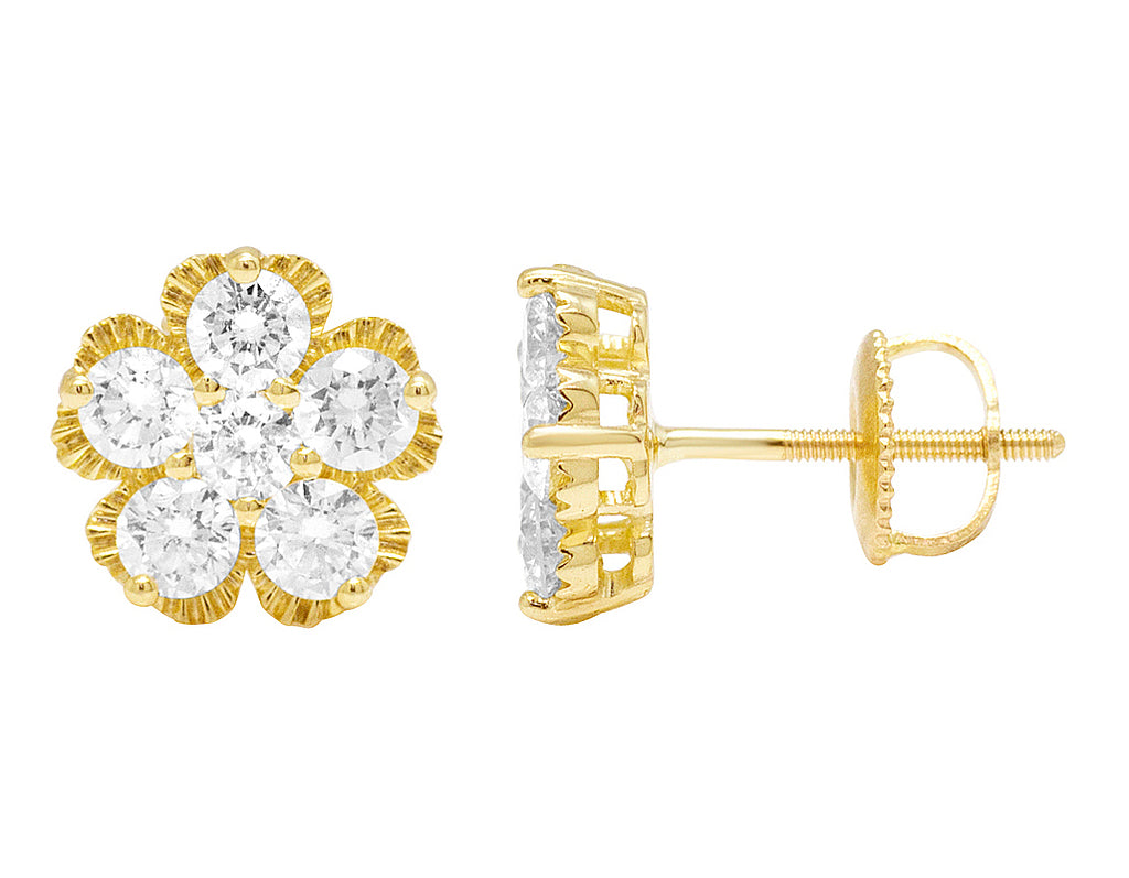 Yellow Gold Diamond Stud Earrings I676