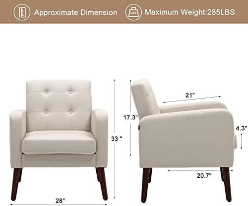 Dark Grey Linen Arm Chair with Solid Wood Legs P781586