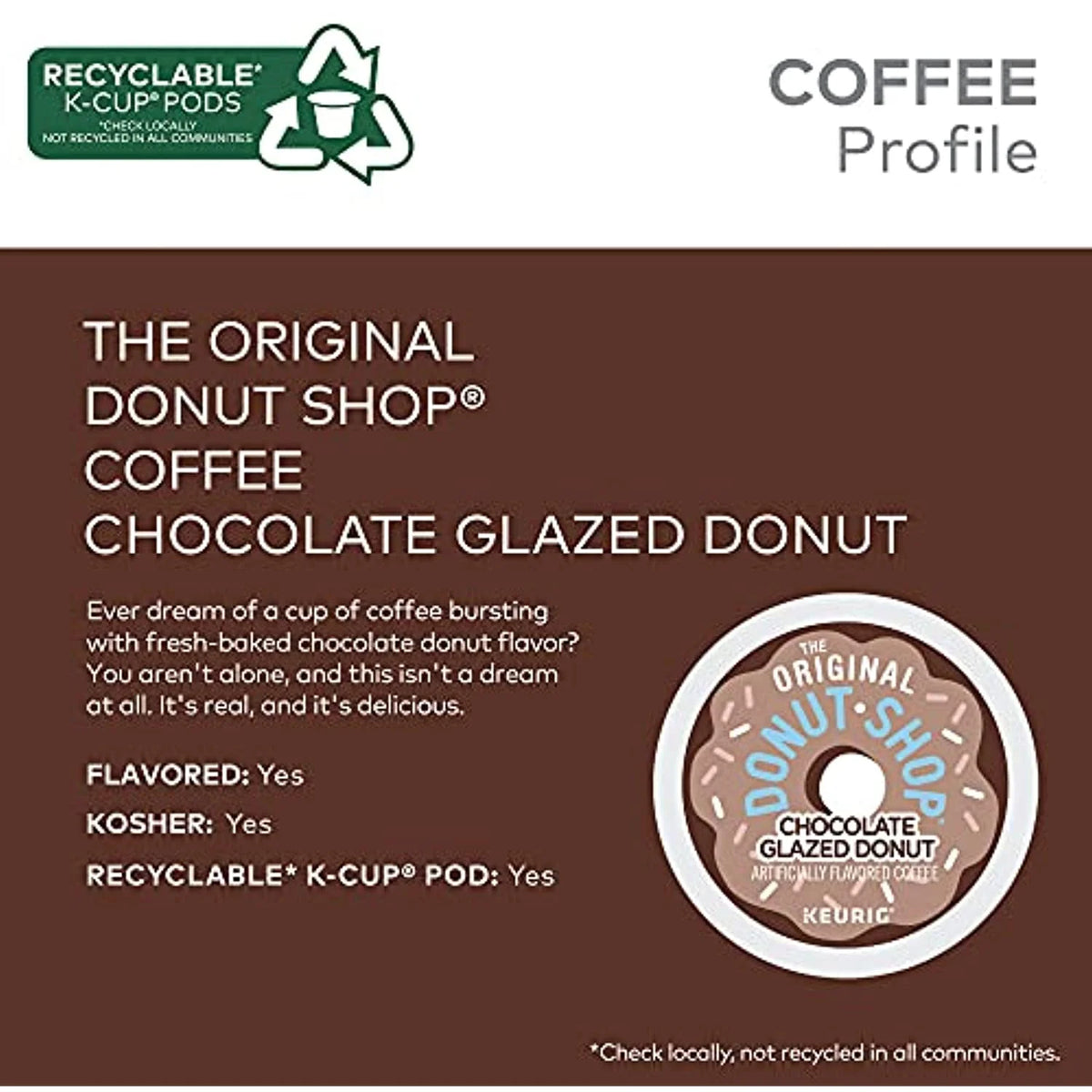 Chocolate Glazed Donut Medium Roast Coffee, 72 Count P6304