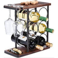 Wooden Wine Rack with Glass Holder B605235