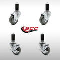 3.5" x 1.25" x 22 Stainless Steel Gray Polyurethane Wheels Caster Set of 4 Q44679