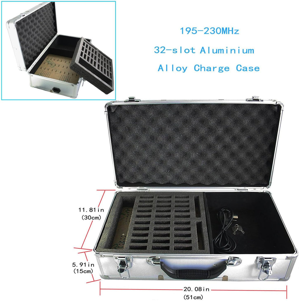Wireless Tour Guide Voice Audio Transmission System with 32-slot Charge Case (2 Transmitters and 30 Receivers) B8362