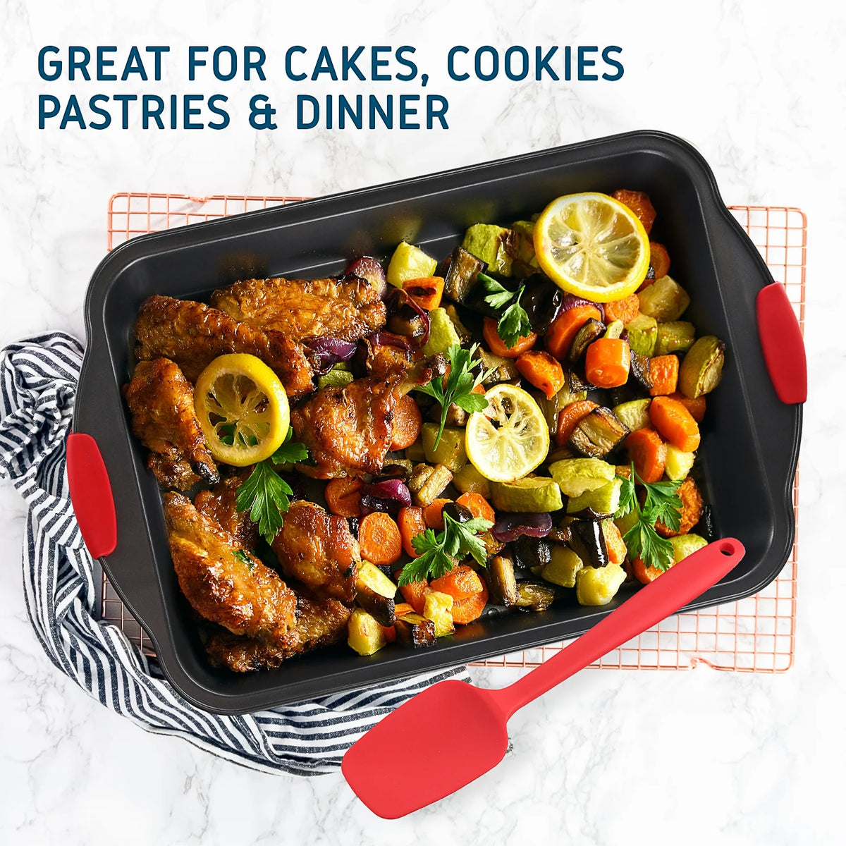 15 PC Nonstick Carbon Steel Bakeware Set with Silicone Handles S9295