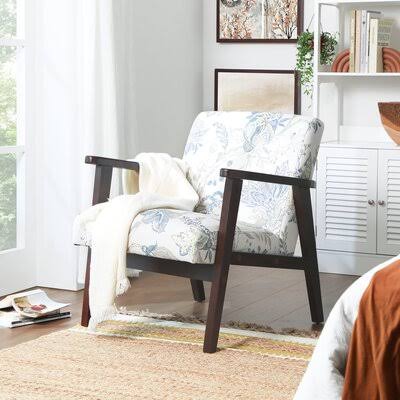 Floral White Fabric Armchair O5894
