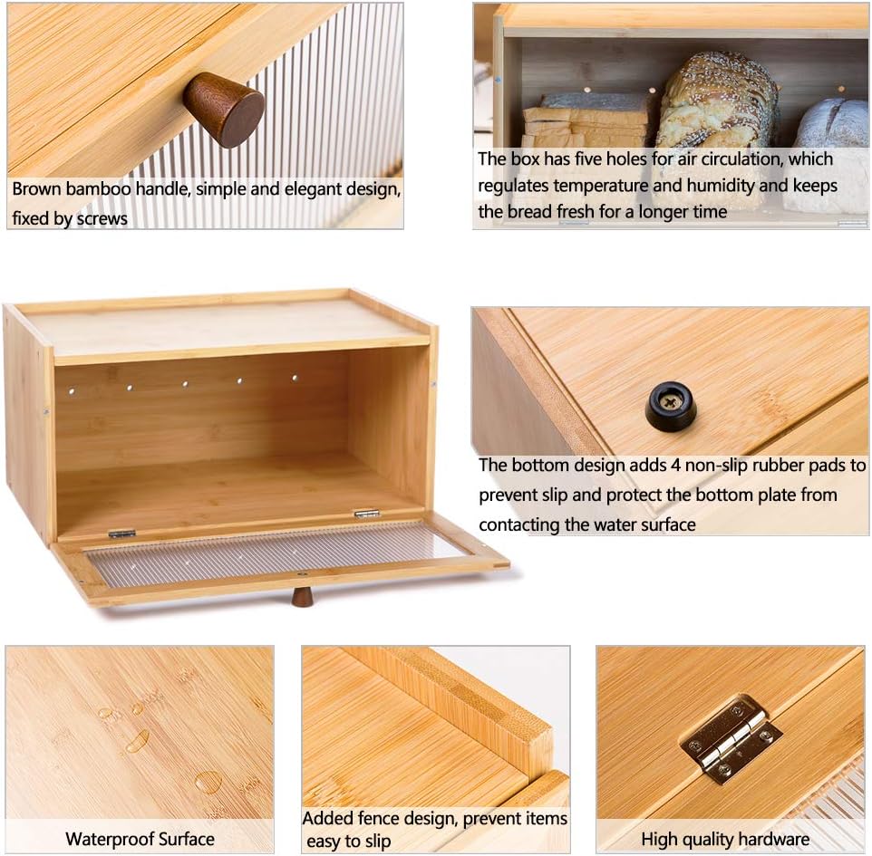 Bamboo Bread Box with Window, Pack of 2 Y79265