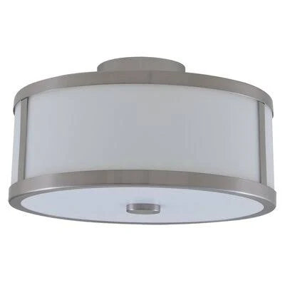 Satin Nickel 16x22 Drum Semi Flush Mount Light F6201