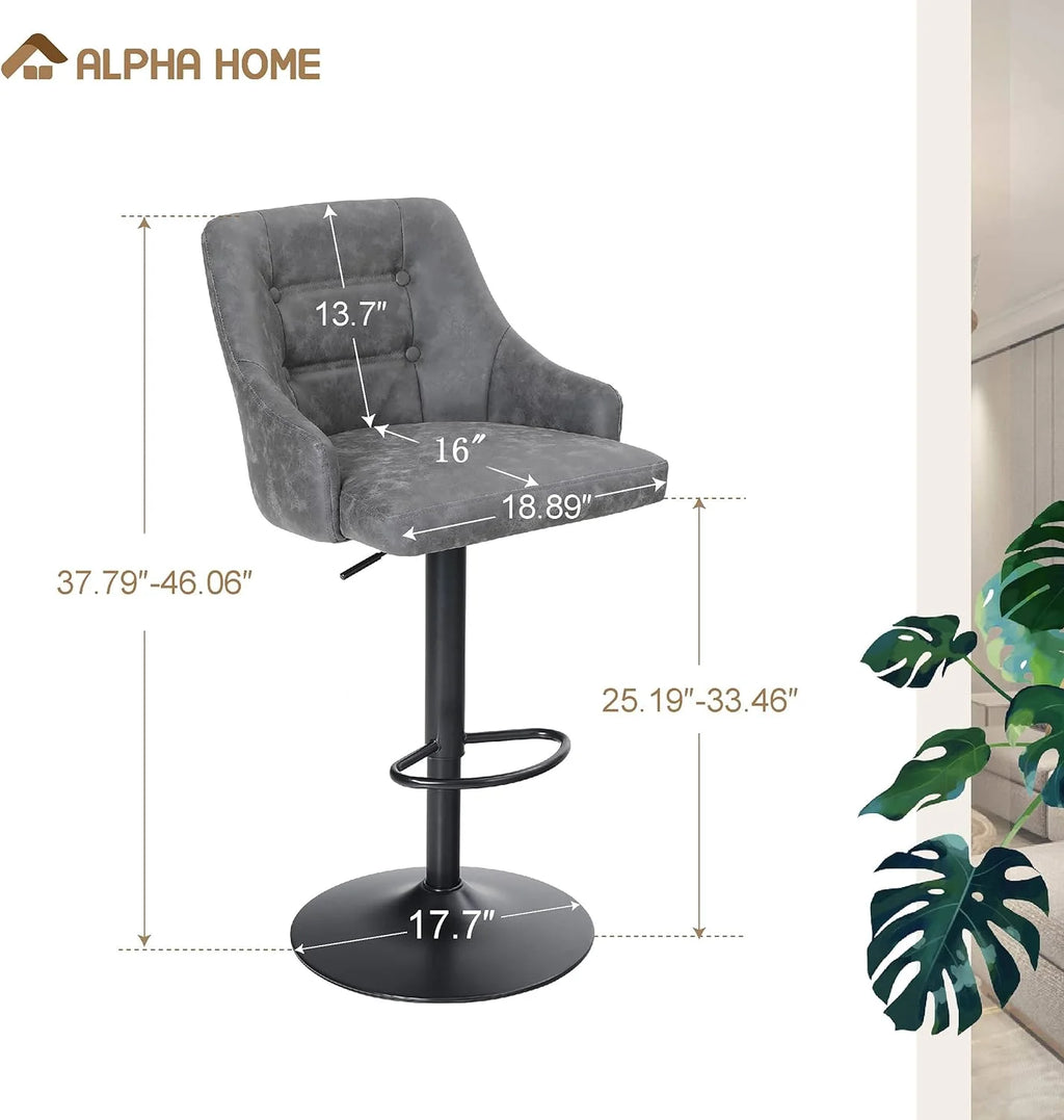 Grey PU Leather Adjustable Bar Stool Set Of 4 Q7164