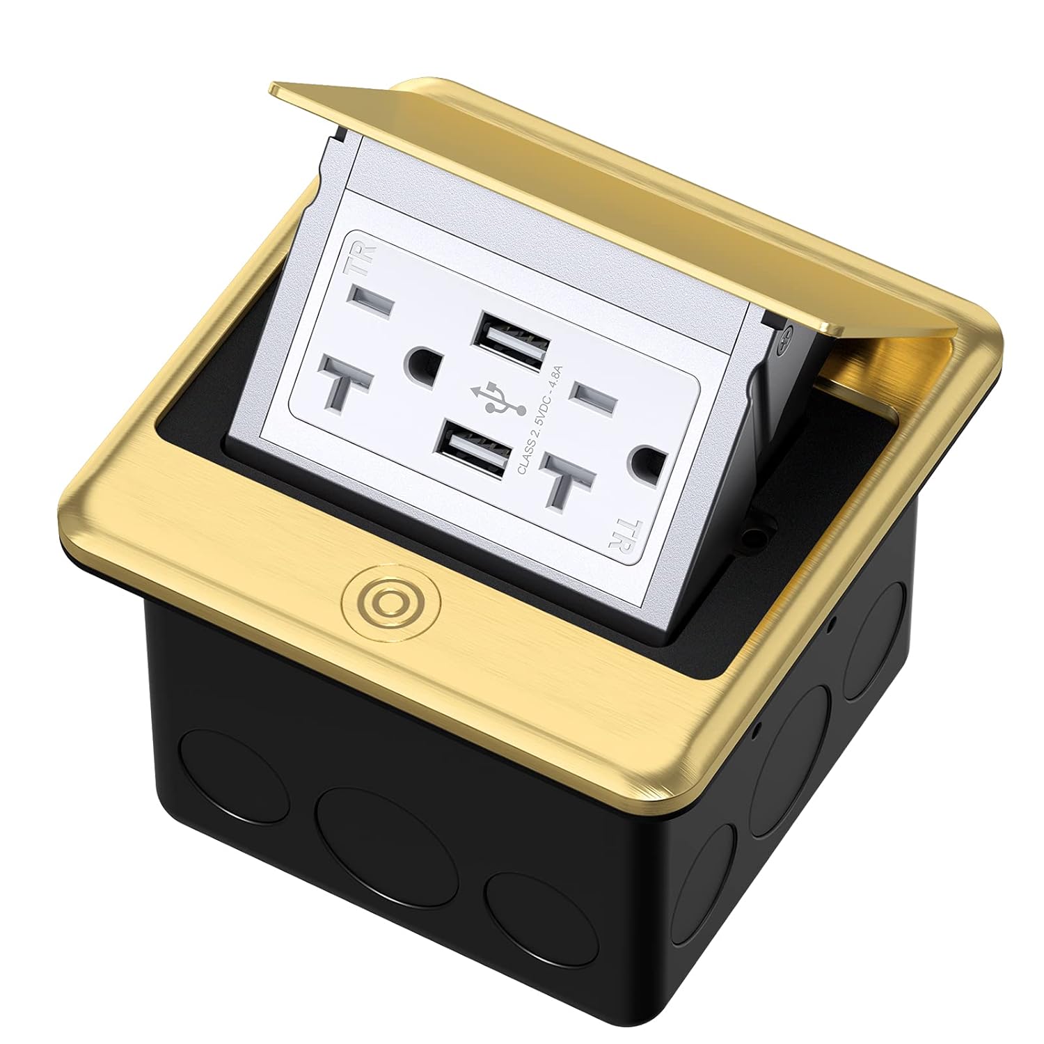 Pop Up Floor Electrical Outlet with 20 Amp Stainless Steel GFCI Tamper Receptacle K710