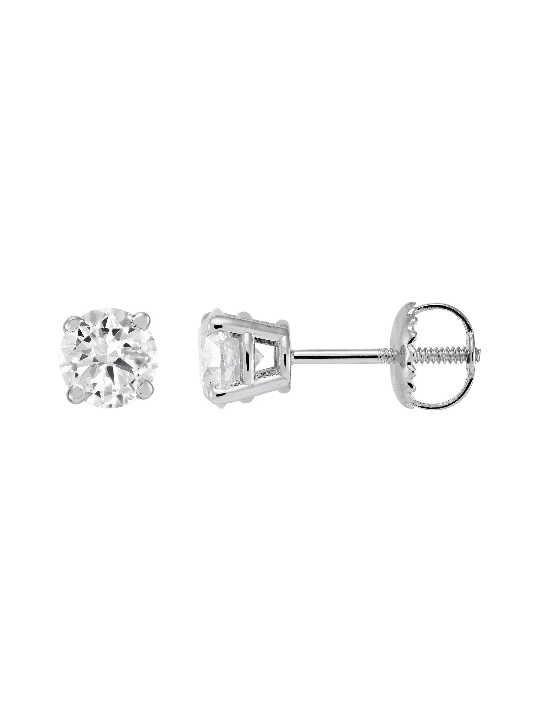 14kt White Gold Diamond Solitaire Stud Earrings V1893