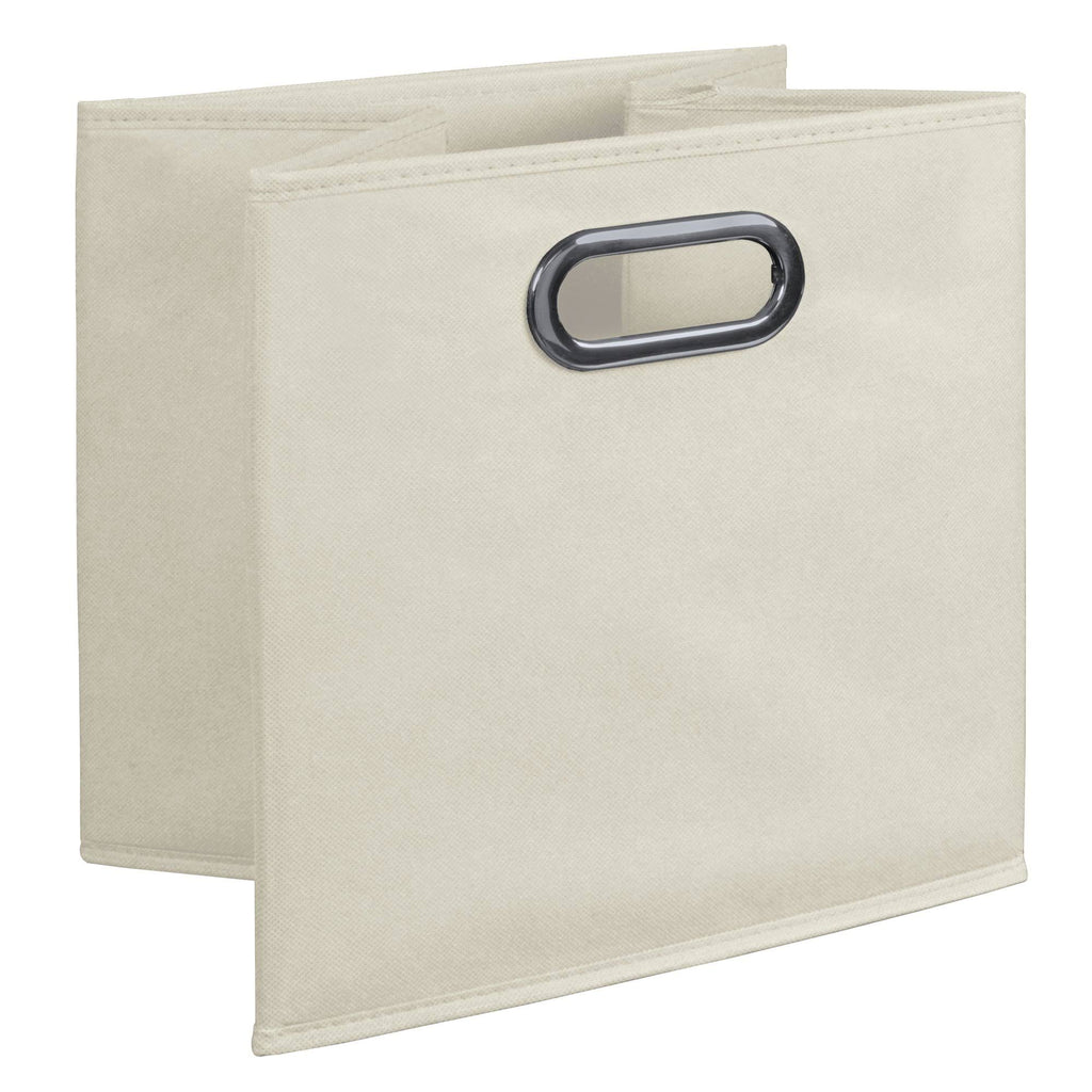 12 Cube Storage Set with 6 Canvas Bins White Wood Grain Natural J8558
