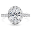 Oval Halo Engagement Ring with Accents in 14K White Gold G1973