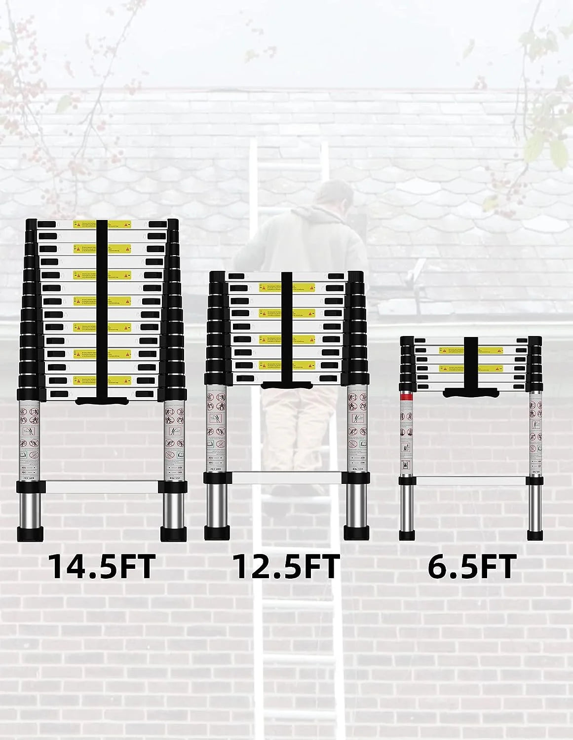 Telescoping Ladder, 12.5 FT Aluminum, 330 lbs Load Capacity A49967